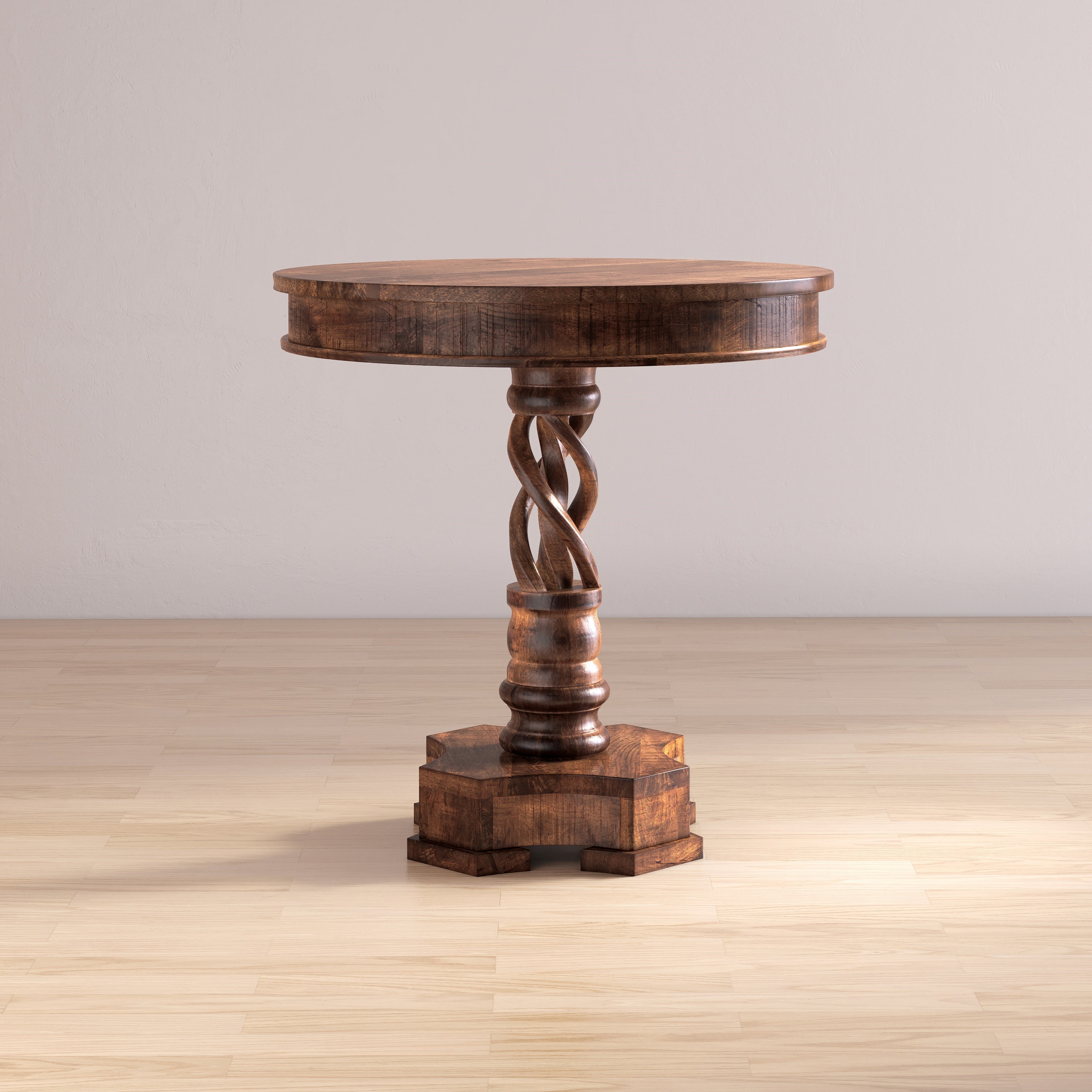Jofran Global Archive 173058 Hand Carved Pedestal Table Pilgrim